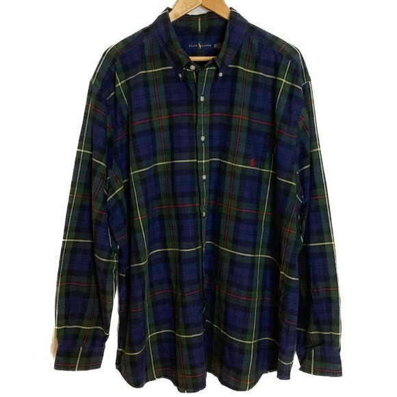 Ralph Lauren Other - Ralph Lauren Green Blue Plaid Long Sleeve Button Down Shirt Size 2XB 2TG